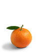 Tangerine with leaf over white background