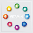 © please buy my work I - Essential vitamin and mineral complex. Vector creative design with different color glossy vitamin pills capsules.