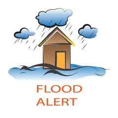 Flood Alert Sign and Concept Logo