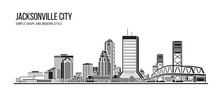 Cityscape Building Abstract Simple Shape And Modern Style Art Vector Design - Jacksonville City