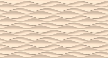 soft white wave pattern background with seamless horizontal wave wall texture. trendy ripple wallpaper interior decoration. Seamless 3d geometry