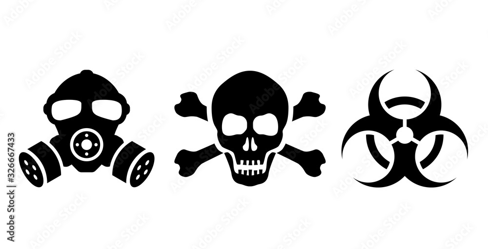 Toxic danger symbols set, vector illustrations - obrazy, fototapety, plakaty 