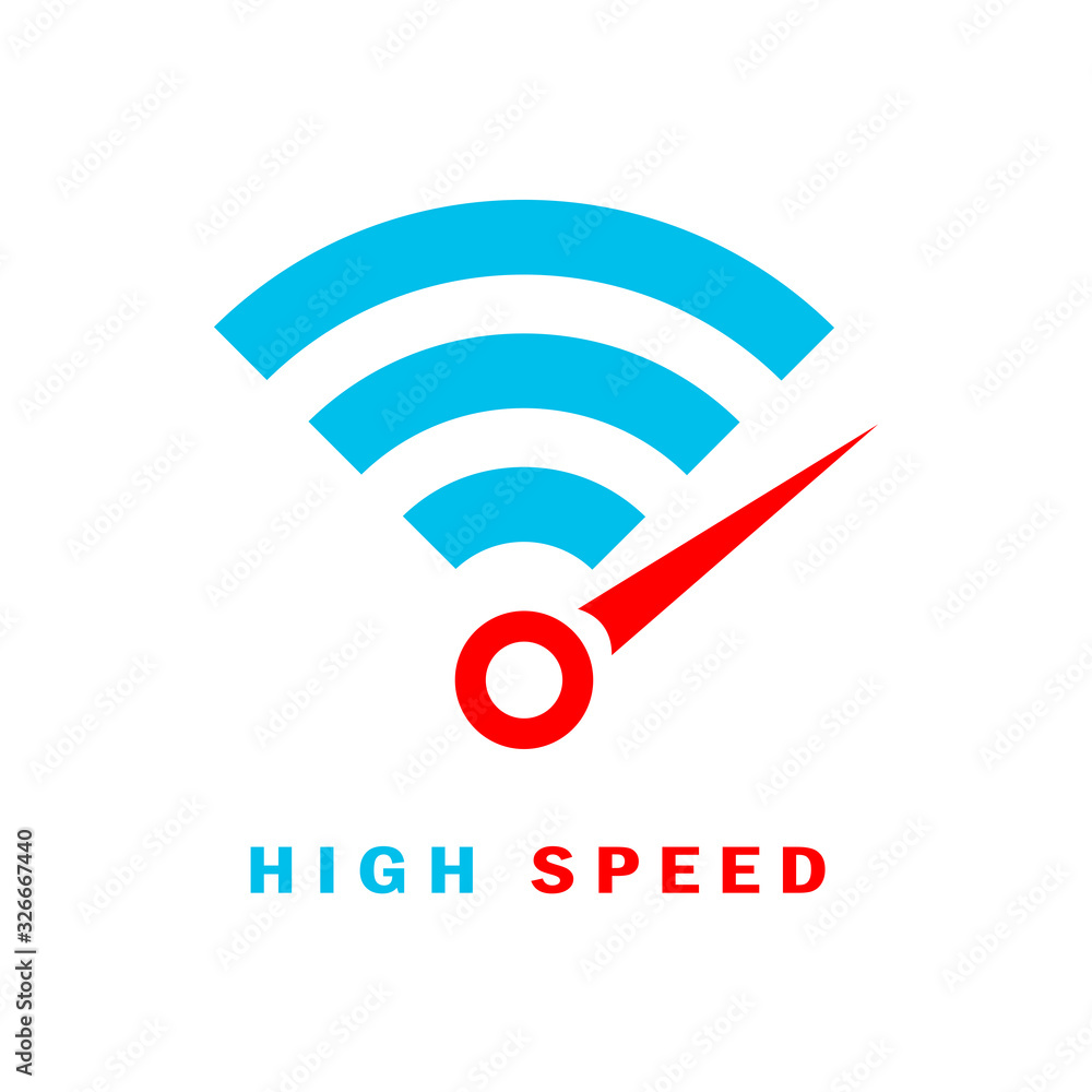 Fast wi-fi internet connection vector logo - obrazy, fototapety, plakaty 