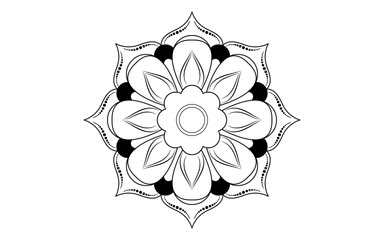 Circle pattern petal flower of mandala with black and white,Vector floral mandala relaxation patterns unique design with white background,Hand drawn pattern,concept meditation and relax