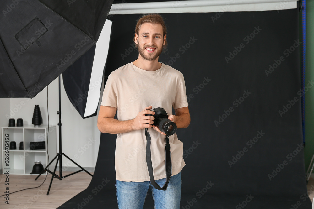 Professional photographer working in studio