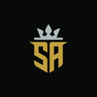 Initial Letter SA with Shield King Logo Design