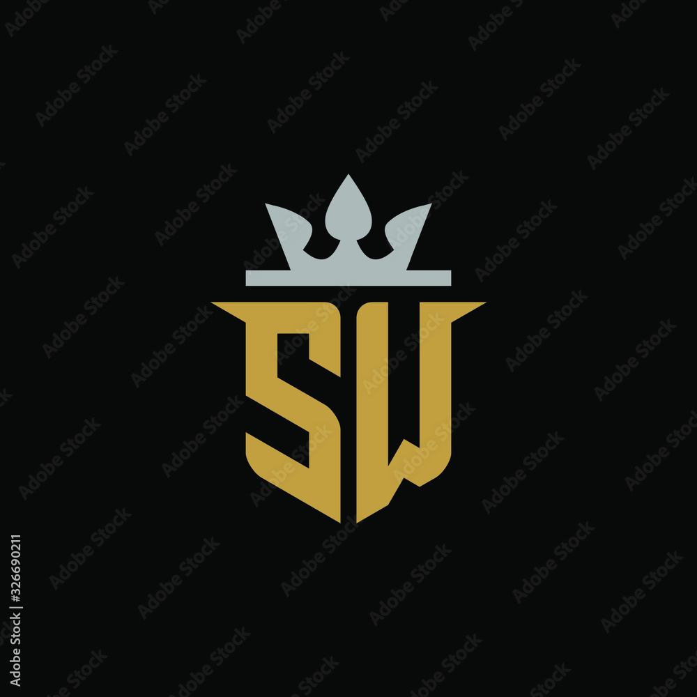 Initial Letter SW with Shield King Logo Design Stock Vector | Adobe Stock