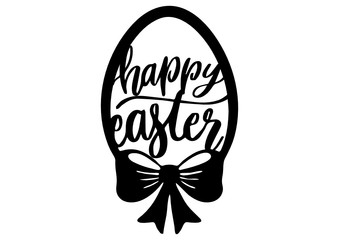 Wall Mural - easter, black and white vector silhouette