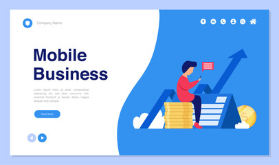 Web page design with business or finance concept for website and mobile website development. Creative Website template design vector illustration. Easy to use and customize.