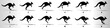 Kangaroo run cycle animation frames silhouette, loop animation sequence sprite sheet 