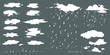 Set of water plashes, puddle. Flow effect vector animation, sprite sheet for game or cartoon or animation. Cartoon steam clouds, puff, mist, fog, watery vapour or dust explosion 2D VFX illustration
