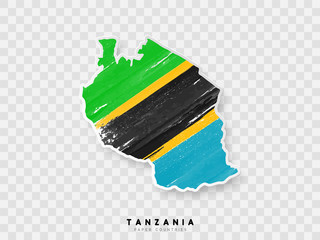 Wall Mural - Tanzania detailed map with flag of country. Painted in watercolor paint colors in the national flag.