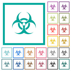 Wall Mural - Biohazard sign flat color icons with quadrant frames