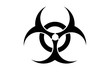 Black biohazard warning sign isolated on a white background. 