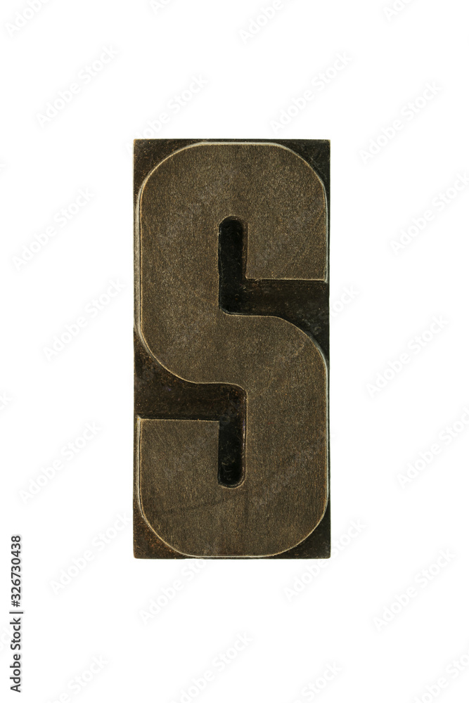 Letter S as a retro type on a white background.