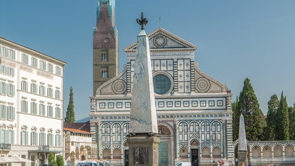 Wall Mural - Basilica of Santa Maria Novella in the homonym square timelapse in Florence