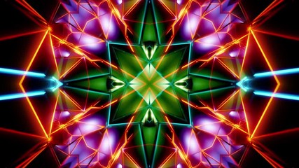 Wall Mural - colorful kaleidoscope style 3d render animation loop