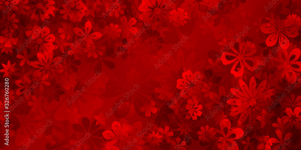 Red Spring Pattern Background Spring background of various flowers in red colors Stock Vector | Adobe ...