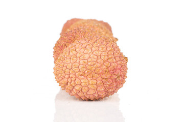 Wall Mural - Lot of whole fresh lychee isolated on white background