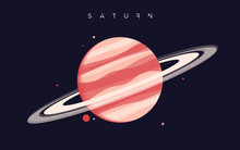 Saturn. The Sixth Planet From The Sun. Vector Illustration