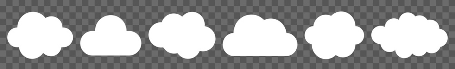 Wall Mural - Cloud Icon White | Clouds Illustration | Weather Climate Symbol | Computing Storage Logo | Cartoon Bubble Sign | Isolated | Variations
