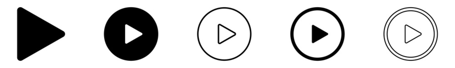 Wall Mural - play button icon black circle | start buttons illustration | video audio player navigate symbol | ar