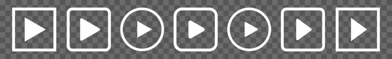 Wall Mural - play button icon white line | start buttons illustration | video audio player navigate symbol | arro