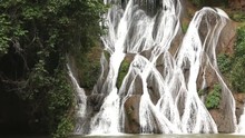 The Waterfall Known As Cachoeira Paraiso Do Cerrado Located Near The City Of Mambia And Damianopolis In The State Of Goias, Brazil.  
