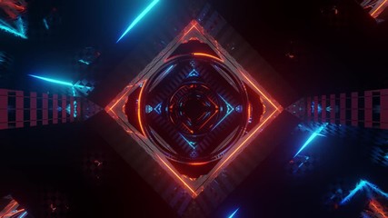 Wall Mural - futuristic neon tunnel 3d render animation loop