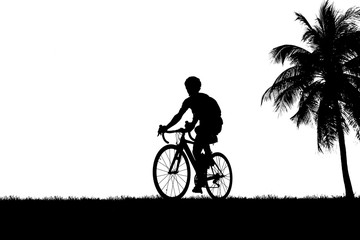 Poster - Cycling Silhouette on white background