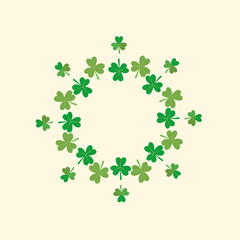 Wall Mural - circle made of green small shamrocks leaf vector illustration best for saint Patrick day
