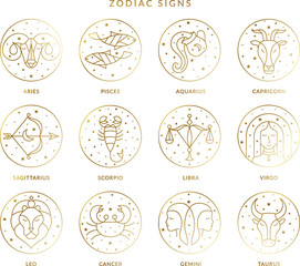 set of zodiac signs and symbols in vector