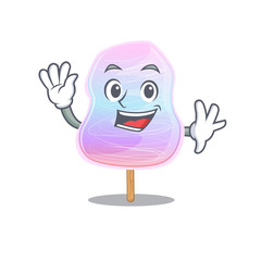 Sticker - Waving friendly rainbow cotton candy mascot design style