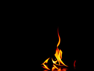 Fire flames on black background