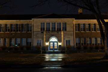 Brown v. Board of Education National Historic Site facade night view