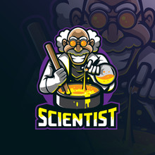 Scientist Mascot Logo Design Vector With Modern Illustration Concept Style For Badge, Emblem And Tshirt Printing.