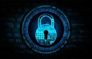closed padlock on digital background, cyber security