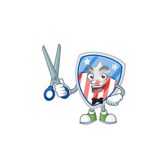 Poster - Happy smiling barber shield badges USA with star mascot design style