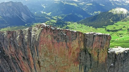 Wall Mural - aerial view of mountain ridge on seceda in dolomites, italy