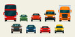 Big set of different models of cars. Vector flat style illustration.
