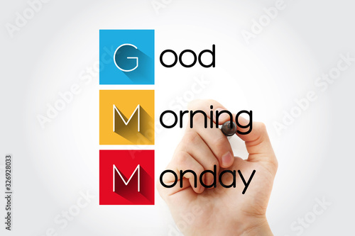Dekoracja na wymiar  gmm-akronim-good-morning-monday-z-markerem-koncepcja-w-tle