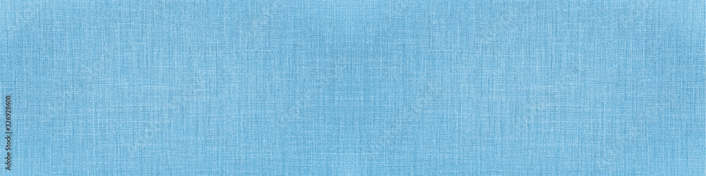 Bright blue natural cotton linen textile texture background banner panorama - obrazy, fototapety, plakaty 