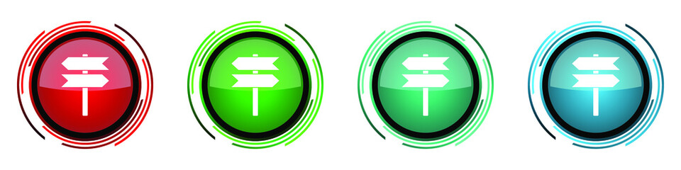 Aufkleber - Signpost, information, post round glossy vector icons, set of buttons for webdesign, internet and mobile phone applications in four colors options isolated on white background