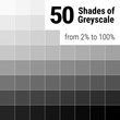 Greyscale palette. 50 shades of grey. Grey colors palette. Color shade chart. Vector illustration