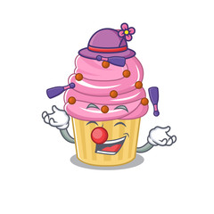 Sticker - a lively Strawberry cupcake cartoon character design playing Juggling