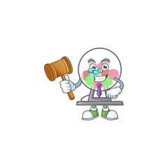 Poster - A wise Judge lottery machine ball in comic strip character design