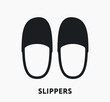 Domestic House Slippers Home Footwear. Flat Vector Line Icon.