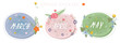 © nutalina - Set of floral spring speech bubbles with inscription March, April, May. Romantic spring stickers with flowers and leaves. Doodle greeting сards collection