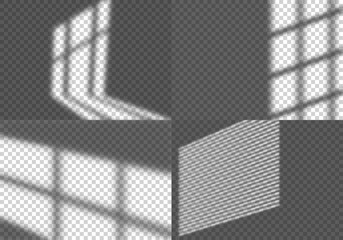 Leinwandbilder - Set of Abstract Backgrounds with Light from Window on the Wall. Vector Mockups with Shadow Overlay