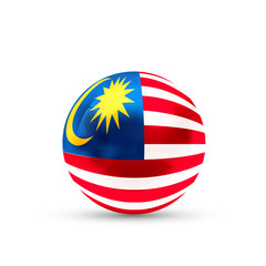 Canvas Print - Malaysia flag projected as a glossy sphere on a white background